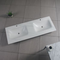 Ensemble de lavabo de salle de bain moderne blanc monobloc sans joint en dalle de roche, avec miroir mural inclus, en céramique frittée, direct usine
