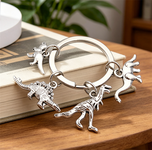Llavero de Dinosaurio de Aleación de Zinc, Lindo Juego de <span class=keywords><strong>4</strong></span> Mini Dijes de Dinosaurio, Llavero de Moda con Animales para Bolsos, Carteras y Accesorios para Llaves de Coche - Product Image 4
