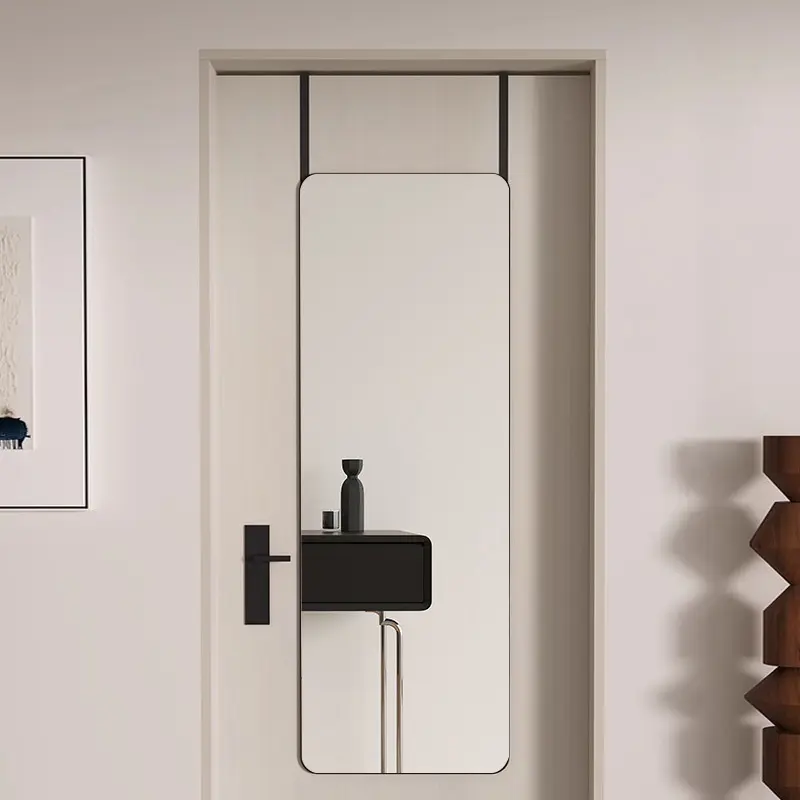 Hierro de arco de cuatro esquinas de alta calidad enmarcado colgando sobre espejos de puerta colgar espejos delanteros de puerta de dormitorio
