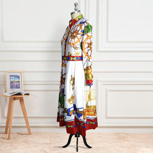 YQY38195 Nuovi Arrivi Abito Floreale Stampato a Maniche Lunghe e Vita Alta Abiti Africani per Donna <span class=keywords><strong>Abbigliamento</strong></span> <span class=keywords><strong>Taglie</strong></span> <span class=keywords><strong>Forti</strong></span> Vestiti da Donna - Product Image 4