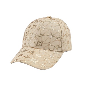 Gorra de mujer de moda, nueva y creativa, con lentejuelas de estrella y pedrería, mercerizada, versión coreana, de 6 paneles, ajustable, de lona con diseño de puntos, estilo urbano - Product Image 1