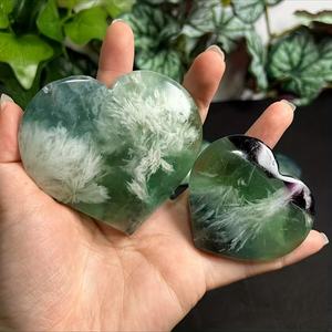 Cristal de Fluorita en Forma de Corazón, Piedra Natural Pulida para Decoración del Hogar y Regalos Navideños, Venta al por Mayor - Product Image 5