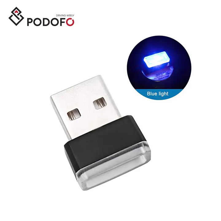 Podofo 자동차 USB 분위기 램프 LED 수정 무료 장식 램프 인테리어 유일한 램프 차량 담배 라이터