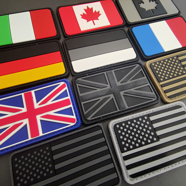 PVC Country Flag Patch PVC Flag Patch Hook and Loop Patch for Hats, Bags, Garment DIY Decoration for National Holiday