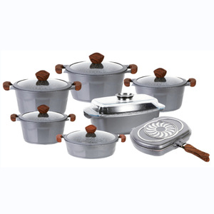 Non-Stick <b>Cookware</b> <b>Set</b> 14 Pieces Die-Cast Aluminum <b>Induction</b> Compatible Oven Safe Marble Coating Stovetop Universal - Product Image 3