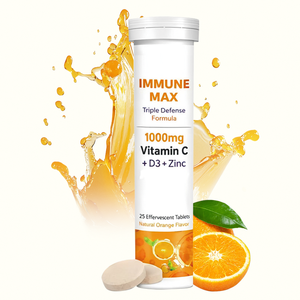 Comprimés effervescents de <span class=keywords><strong>vitamine</strong></span> <span class=keywords><strong>C</strong></span>, D3 et <span class=keywords><strong>zinc</strong></span> de haute qualité en gros pour le soutien immunitaire, 4 grammes par comprimé, 20 comprimés par flacon - Product Image 1