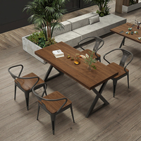 Chaise de table à manger moderne vintage industrielle en bois massif chaise rectangulaire en fer art bar musique restaurant café utilisation comprend une chaise