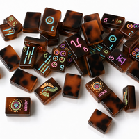Fichas de Mahjong American Woodlands, Serie Joy, Grabado de Tortuga en Acrílico, Juego de Fichas de Mahjong Americanas, Regalos para Juegos de Mesa