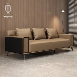 वाणिज्यिक व्यापार लाउंज परियोजनाओं के लिए कॉफी टेबल लक्जरी नकली चमड़े के स्वागत सोफे के साथ आधुनिक एल आकार का कार्यालय - Product Image 4