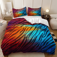Parure de lit personnalisable imprimé animal écologique 300TC 3 pièces - Motif zèbre/léopard en polyester - Commande en gros bienvenue