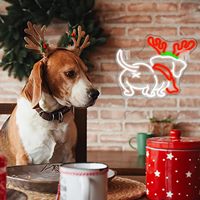 Neonawall Enseigne néon moderne rouge en silicone, motif renne et chien, pour les amoureux des animaux et les décorateurs de Noël, lumière LED USB à intensité variable, pour animalerie et maison