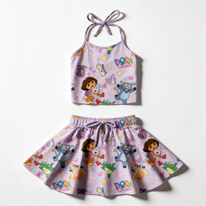 Completo Estivo per Ragazze: Top Senza Maniche e Minigonna, 95% Bambù 5% Spandex, Morbido, Confortevole, Traspirante, per Feste e Casual, Personalizzabile - Product Image 5