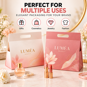 Caja de Regalo Plegable de Lujo con Impresión Personalizada y Asa de Transporte, Empaque de Cartón de una Pieza para Cosméticos, Ropa y Regalos - Product Image 6