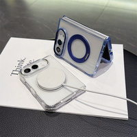 Coque de téléphone transparente anti-jaunissement avec cadre métallique pour iPhone Duo, best-seller, avec support magnétique à 360°