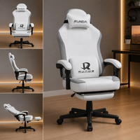 Chaise de jeu ergonomique en tissu, dossier haut, massage, pivotante à 360 degrés, chaise de bureau pour l'e-sport