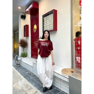 เสื้อยืดผู้หญิงแขนยาวทรงเข้ารูป สีแดงพลัม ผ้าฝ้าย 100% เป็นมิตรกับสิ่งแวดล้อม ระบายอากาศได้ดี สไตล์เกาหลี ทันสมัย - Product Image 3