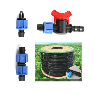 Conectores de fita de gotejamento, 16mm 20mm sistema de irrigação de plástico e válvulas de controle de mangueira