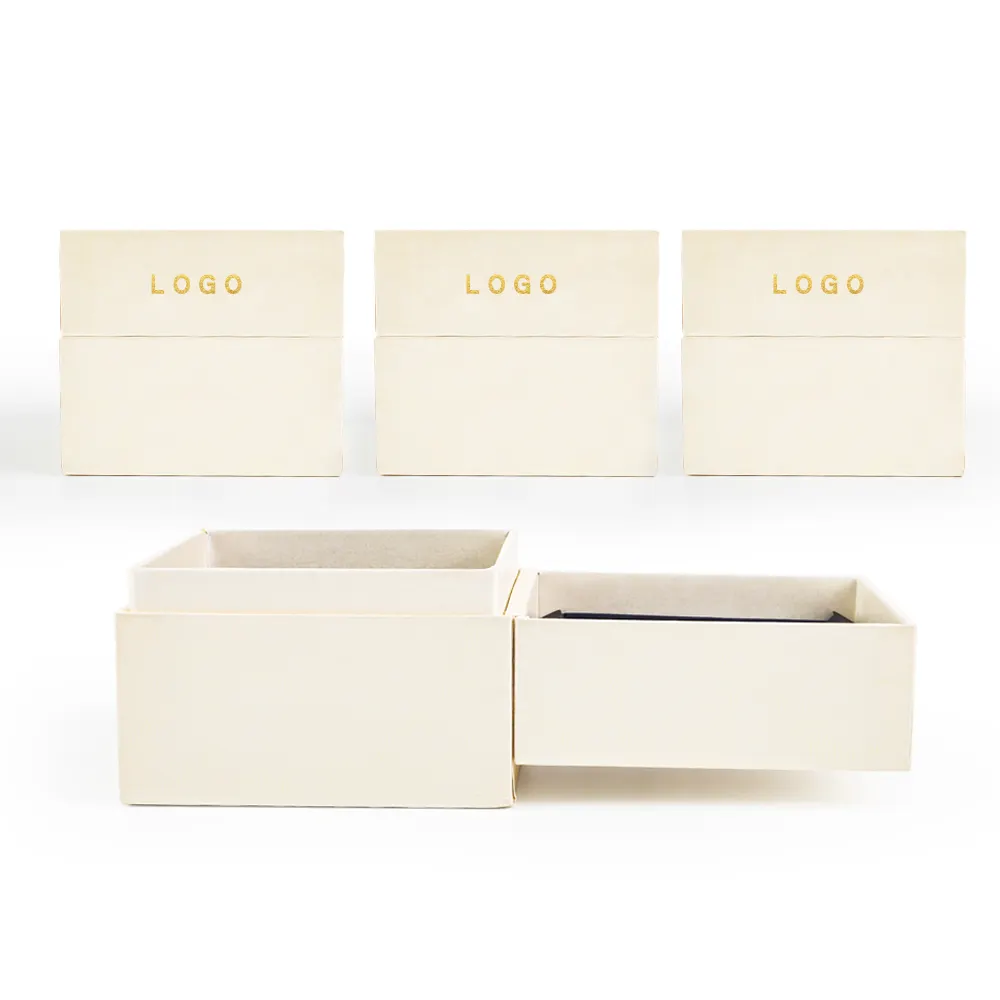 Caja de joyería magnética reciclable al por mayor, caja de joyería de lujo con logotipo personalizado de gamuza, caja de joyería con embalaje de collar blanco