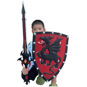 Espada y Escudo de Estilo Medieval, Seguros y Ligeros, Unisex, para Niños, Guerrero Dragón, Juegos en Interiores y Exteriores, Representaciones Escolares, Juguete - Product Image 3