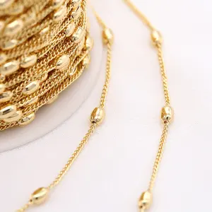 2022 high quality jewelry tassle making oval beaded 14k plated chain jewelry gold