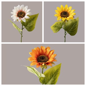 ดอกทานตะวันประดิษฐ์ CallaFloral สีเหลือง สีส้ม สีขาวนม ก้านเดี่ยว สำหรับตกแต่งงานแต่งงาน ผ้าทอแบบแพน - Product Image 3