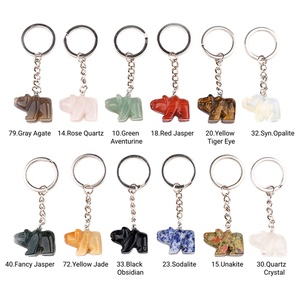 Hot Sale 18*25MM Polar Bear Shaped Carved Stone Metal Keychain Handmade Crystal Agate Bag Decoration Jewelry Vacation Gift