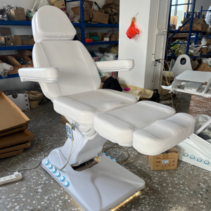Fauteuil de massage électrique blanc en cuir PU, éponge haute densité, structure métallique, appui-tête intégré, design moderne, mobilier de salon - Product Image 1