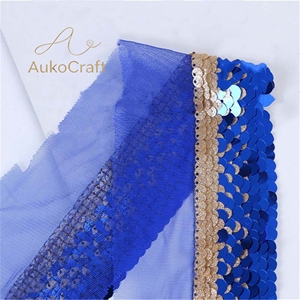 Kain renda payet glitter dekoratif untuk kostum fesyen, bordir, tekstil, jahitan, pakaian tari, hiasan, dan aksesoris. - Product Image 4