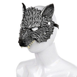 DAMAI Halloween Horror Wolf Mask Half Face Werewolf Masquerade Mask for Cosplay Costume Funny Photo Props Carnival Party - Product Image 2