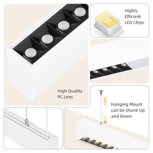 Modern Commercial Office Hanging <b>Light</b> Linear Anti-glare Grille <b>Light</b> Aluminum 45W Led Linear Pendant <b>Light</b> Suspended Lamp - Product Image 5