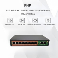 Commutateur Réseau 48V 10/100Mbps Direct Usine, 8 Ports POE+ 2 Uplink Mini RJ45 pour Caméra IP Ordinateur AP-1028MN