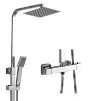 Colonne de douche murale en laiton avec barre coulissante, système de douche thermostatique à effet pluie pour salle de bain