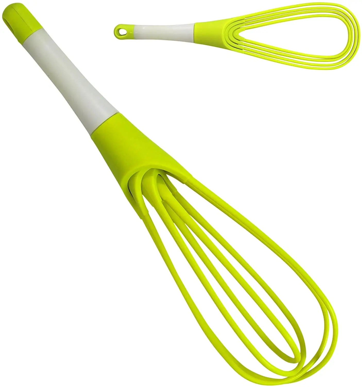 Flache und Ballon zusammen klappbare Twist Whisk Egg Beater Silikon rotierende Silikon Schneebesen zum Kochen