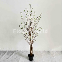 Grand arbre de bougainvillier artificiel avec tronc en bois de fleurs roses et Pot noir pour décor de noël à la maison de mariage de bureau