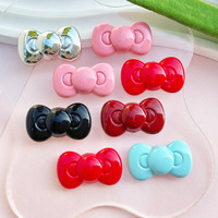 Mini dijes de acrílico con forma de lazo, accesorios de resina de dibujos animados Kawaii para manualidades, pegamento cremoso, fundas para teléfono, pinzas para el pelo, decoración para botellas de agua, de base plana