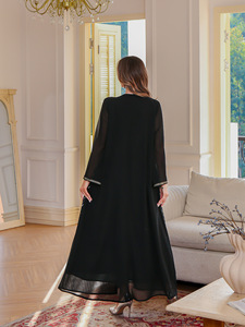 2025 nuevo Abaya de malla de manga larga de lujo, vestido de túnica musulmana de Oriente Medio - Product Image 6