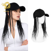 Casquette de baseball intégrée avec tresses longues prêtes à porter, chapeau avec mèches de cheveux tressées