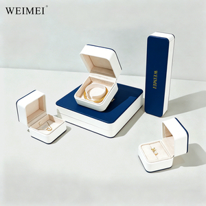 WEIMEI custom logo PU <b>leather</b> jewelry box <b>Leather</b> Engagement Necklace <b>Bracelet</b> Ring Premium Jewellery Packaging - Product Image 3