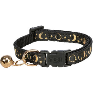 Collar para mascotas Trixie con diseño negro y dorado, ajustable, con cascabel para gatos - Product Image 1