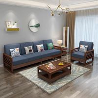Sofá de Estilo Escandinavo de Madera Maciza con Tela, Tres Plazas, Desmontable, Estilo Japonés, Recto, para Masajes, Ideal para Espacios Pequeños