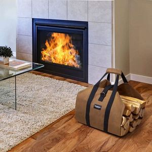 Bolsa de transporte de leña de gran tamaño, informal, para almacenamiento de troncos, para camping, al aire libre, duradera, con asas dobles, muestra gratuita. - Product Image 2