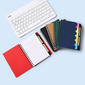 สมุดโน้ตคราฟท์แบบสันห่วงขนาด A6 พร้อมชุดกระดาษโน้ตแบบมีกาวในตัว สมุดบันทึกการประชุมแบบมีเส้นบรรทัด พิมพ์โลโก้เพื่อการส่งเสริมธุรกิจ - Product Image 2