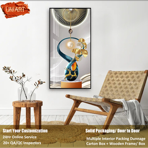UNART Dipinto <span class=keywords><strong>su</strong></span> <span class=keywords><strong>Tela</strong></span> Nordico Astratto Geometrico in Cristallo di Porcellana Murale Moderno per Soggiorno Poster <span class=keywords><strong>Stampe</strong></span> da Parete Decorazioni Moderne per la Casa - Product Image 4