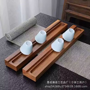 Walnut Wood Teacup Holder Solid Wood <b>Tea</b> Ceremony Accessory Flat Shape Durable For Kung Fu <b>Tea</b> <b>Set</b> Storage - Product Image 5