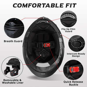 Casque <span class=keywords><strong>Moto</strong></span> Modulable OEM ODM, Casque de <span class=keywords><strong>Moto</strong></span> Flip-up à Double Visière, Homologué DOT, Casque de <span class=keywords><strong>Moto</strong></span> Modulable Complet - Product Image 6