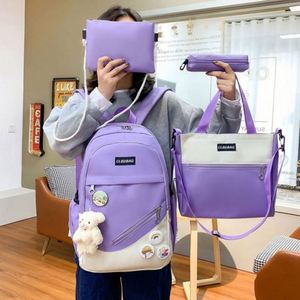 Girls' Geometric Korean Style 20-36L <b>Large</b> Capacity Eco-friendly Durable Zipper <b>Backpack</b> for High <b>School</b> & Primary Students - Product Image 2