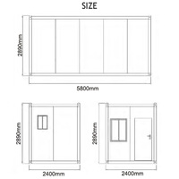 Bâtiment préfabriqué en acier de luxe portable de 20 pieds et 40 pieds, structure plate, conteneur en verre pour projet scolaire