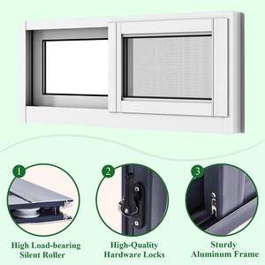 نافذة منزلقة للطابق السفلي بديلة مقاس 20~45 بوصة، زجاج مقسى 5 مم، إطار بي في سي حديث أبيض 36×26 بوصة للمطبخ والحمام - Product Image 2