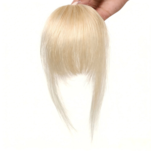 <span class=keywords><strong>Flequillo</strong></span> con Clip, 100% Cabello Humano Europeo Remy, <span class=keywords><strong>Rubio</strong></span> Natural Francés con Patillas, Extensiones de <span class=keywords><strong>Flequillo</strong></span> con Clip para Mujer - Product Image 2