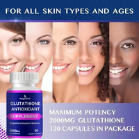 Capsules blanchissantes pour la peau pilules blanchissantes au L-glutathion 2000mg capsule efficace de supplément éclaircissant pour la peau au L-glutathion